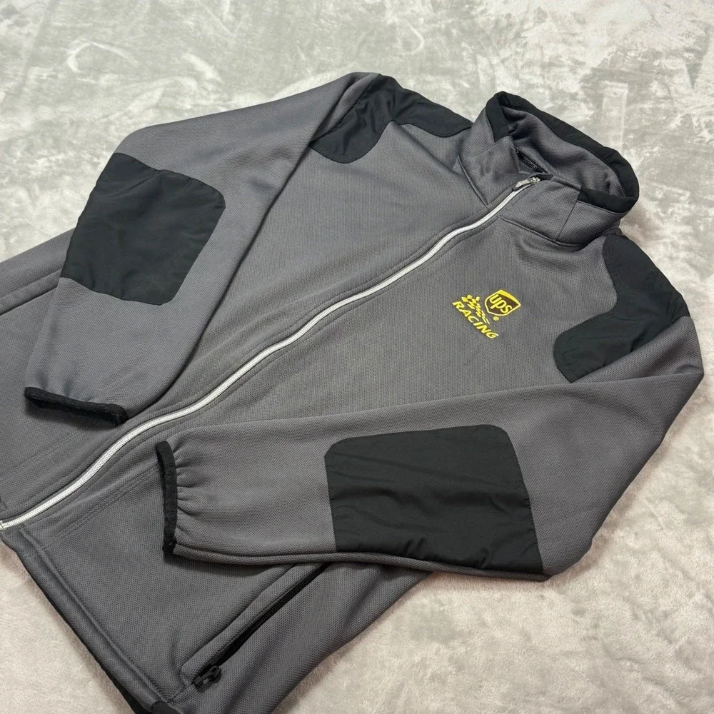 OGIO UPS Racing Jacket Mens XL‎ Full Zip Fleece Lined Gray Black